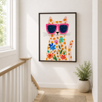 Flower Cat Canvas Wall Art Aura Canvas