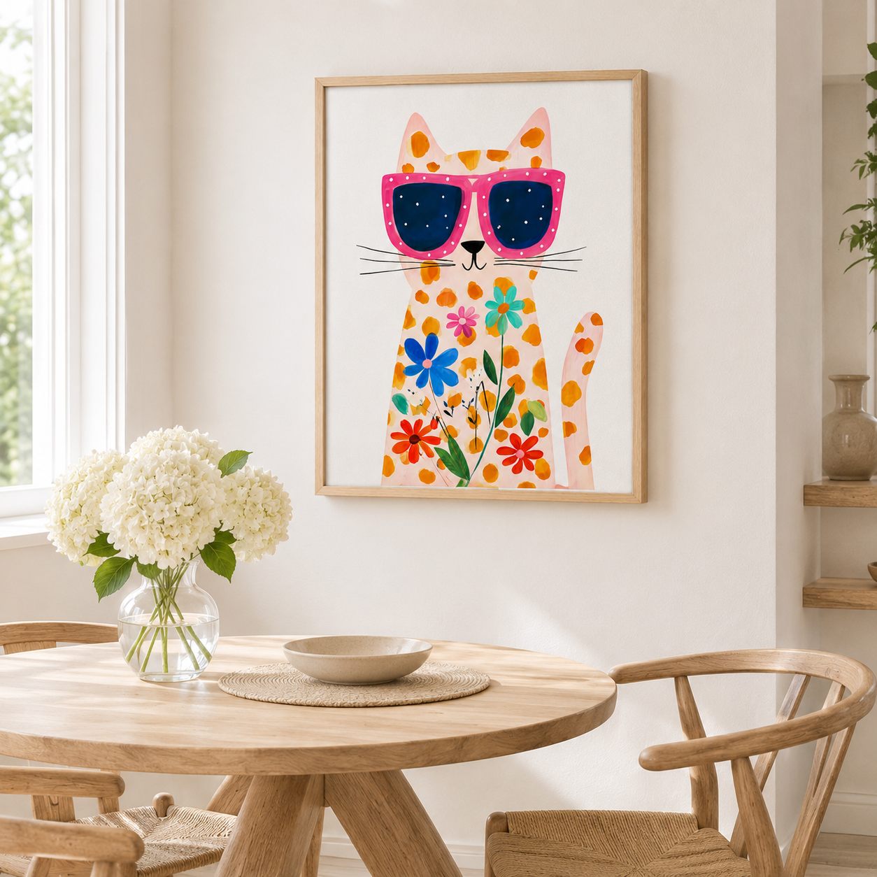 Flower Cat Canvas Wall Art Aura Canvas