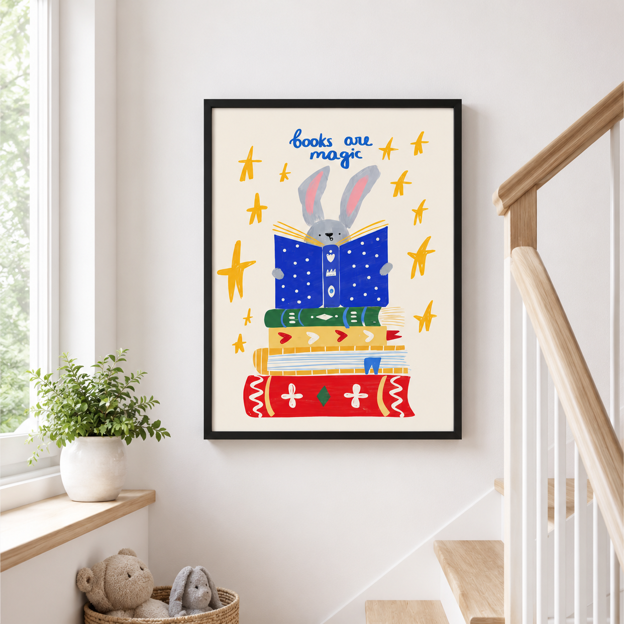 Books Are Magic Bunny Canvas Wall Art Aura Canvas