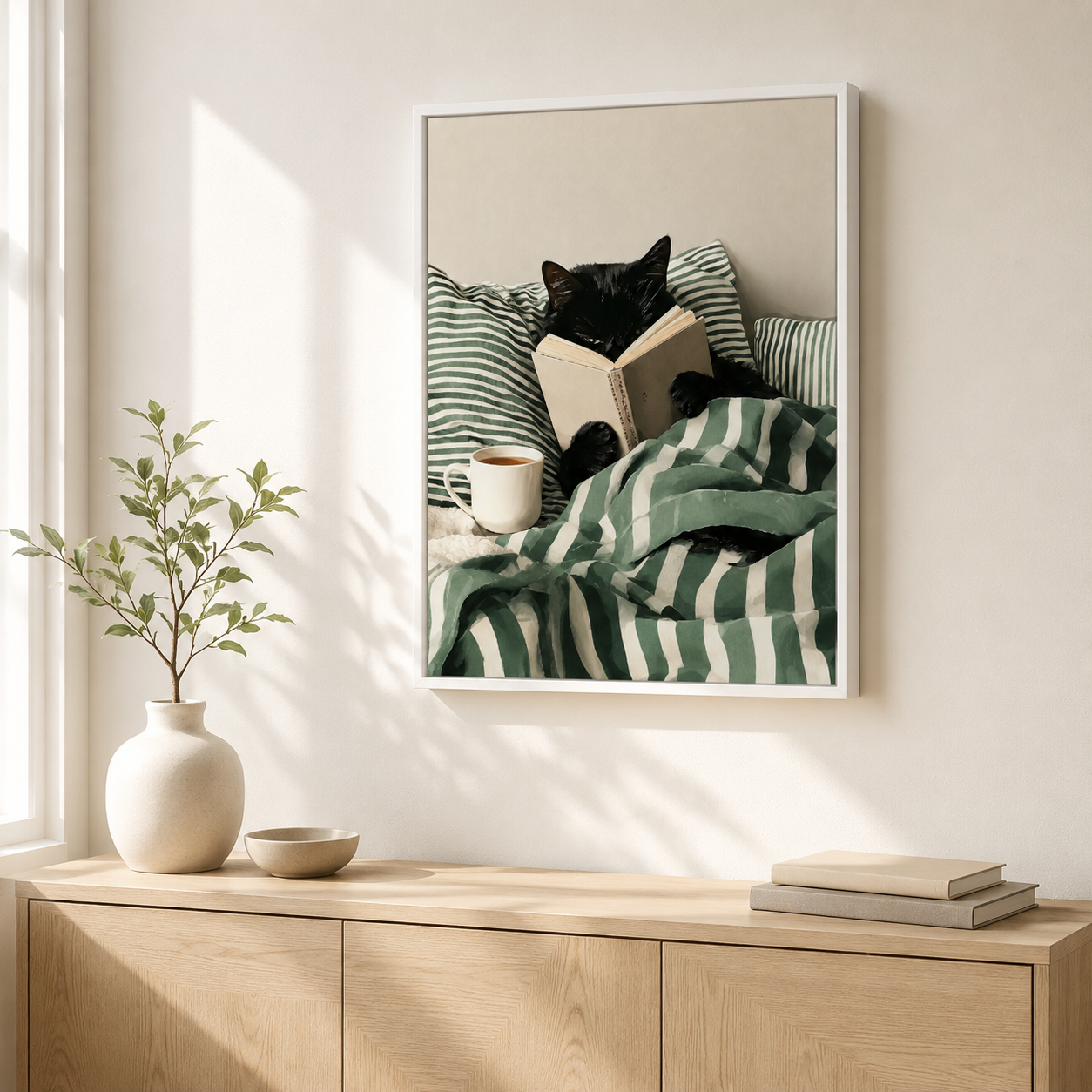 Reading Cat Canvas Wall Art Aura Canvas