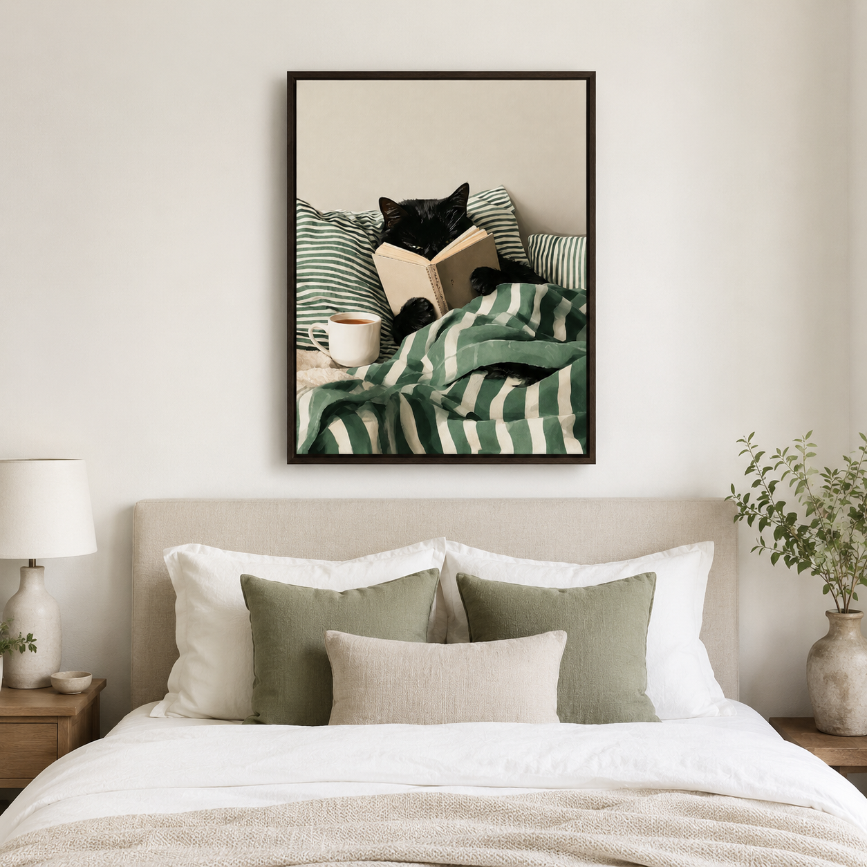 Reading Cat Canvas Wall Art Aura Canvas