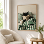 Reading Cat Canvas Wall Art Aura Canvas