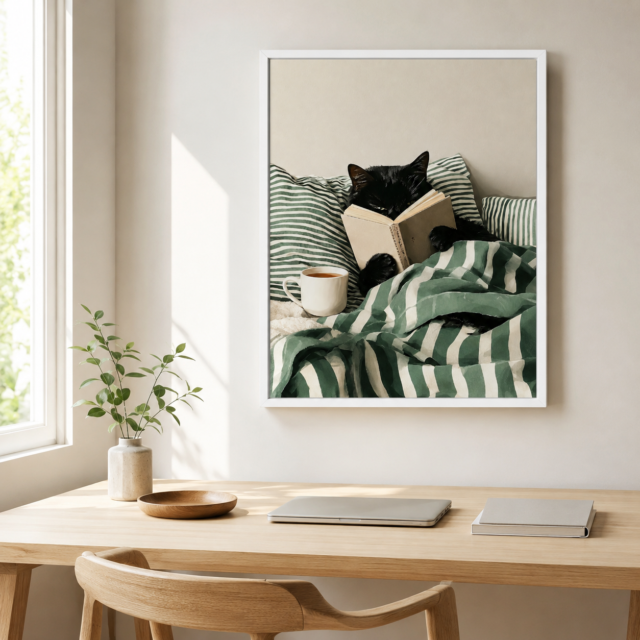 Reading Cat Canvas Wall Art Aura Canvas