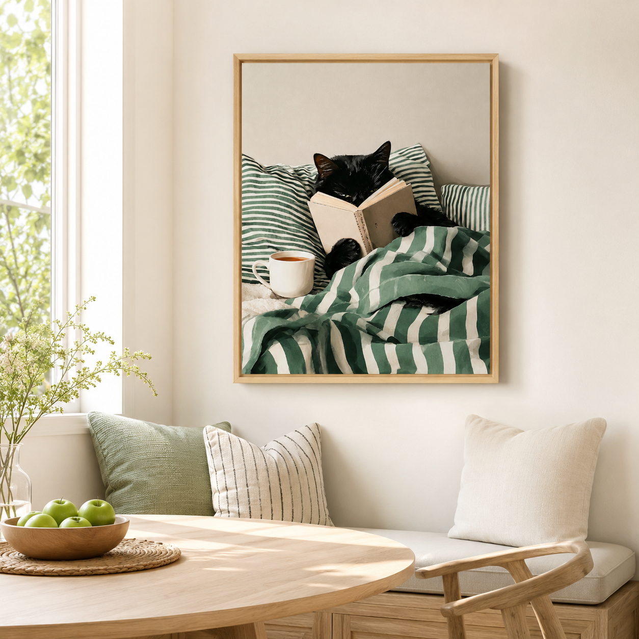 Reading Cat Canvas Wall Art Aura Canvas