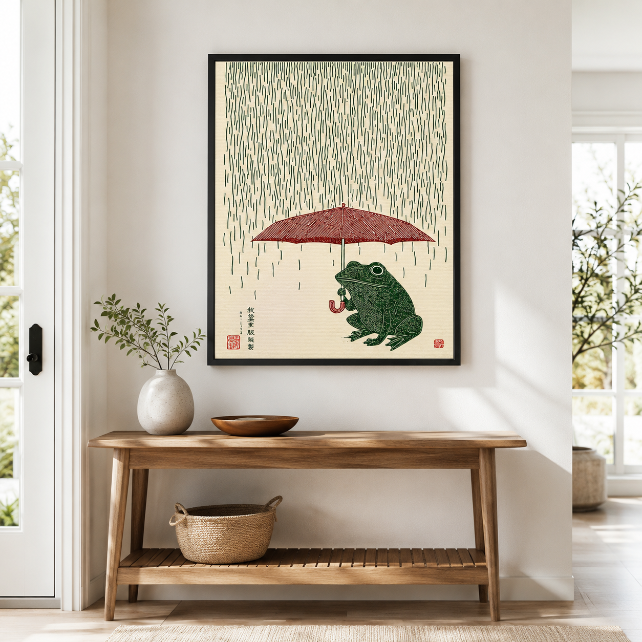 Rainy Day Frog Canvas Wall Art Aura Canvas