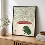 Rainy Day Frog Canvas Wall Art Aura Canvas