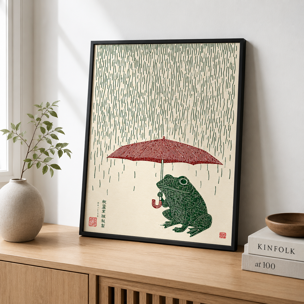 Rainy Day Frog Canvas Wall Art Aura Canvas