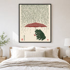 Rainy Day Frog Canvas Wall Art Aura Canvas