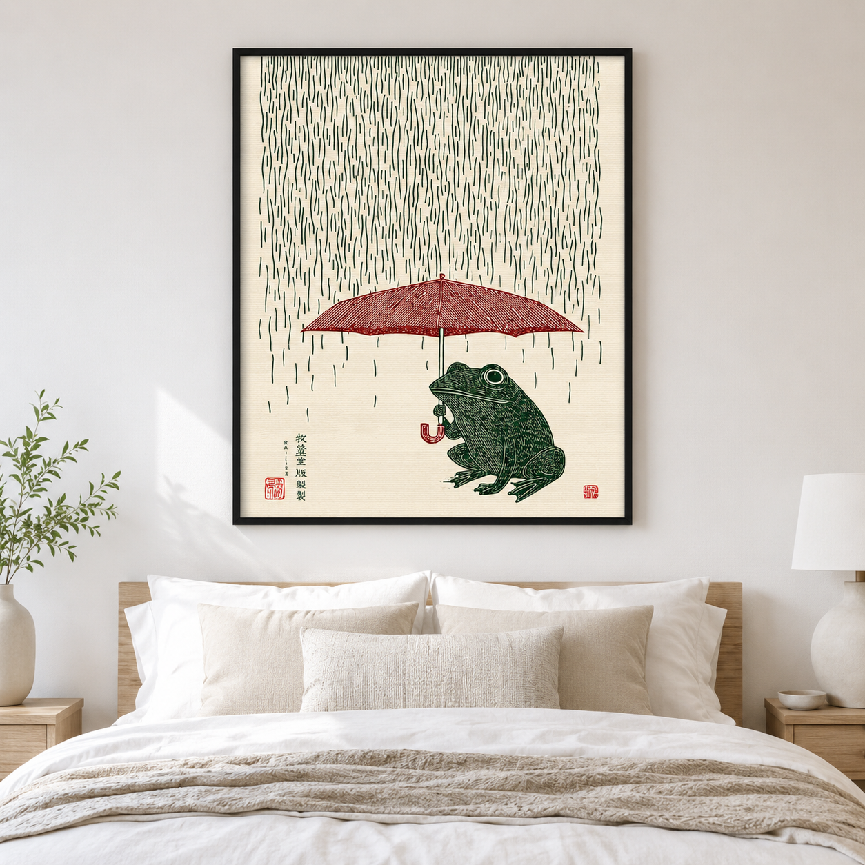 Rainy Day Frog Canvas Wall Art Aura Canvas