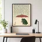Rainy Day Frog Canvas Wall Art Aura Canvas