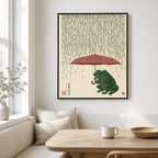 Rainy Day Frog Canvas Wall Art Aura Canvas