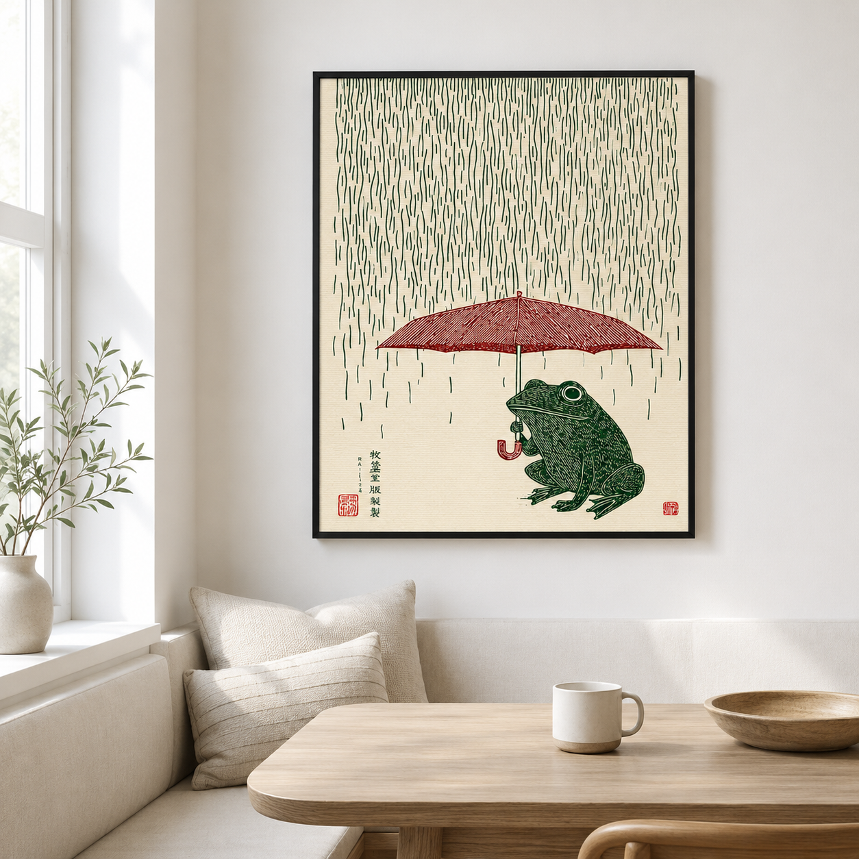 Rainy Day Frog Canvas Wall Art Aura Canvas