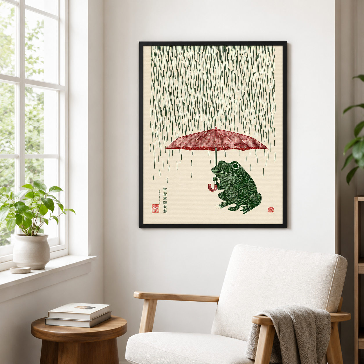 Rainy Day Frog Canvas Wall Art Aura Canvas