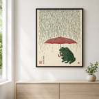 Rainy Day Frog Canvas Wall Art Aura Canvas