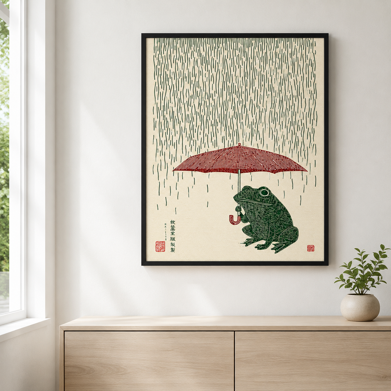 Rainy Day Frog Canvas Wall Art Aura Canvas