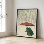 Rainy Day Frog Canvas Wall Art Aura Canvas