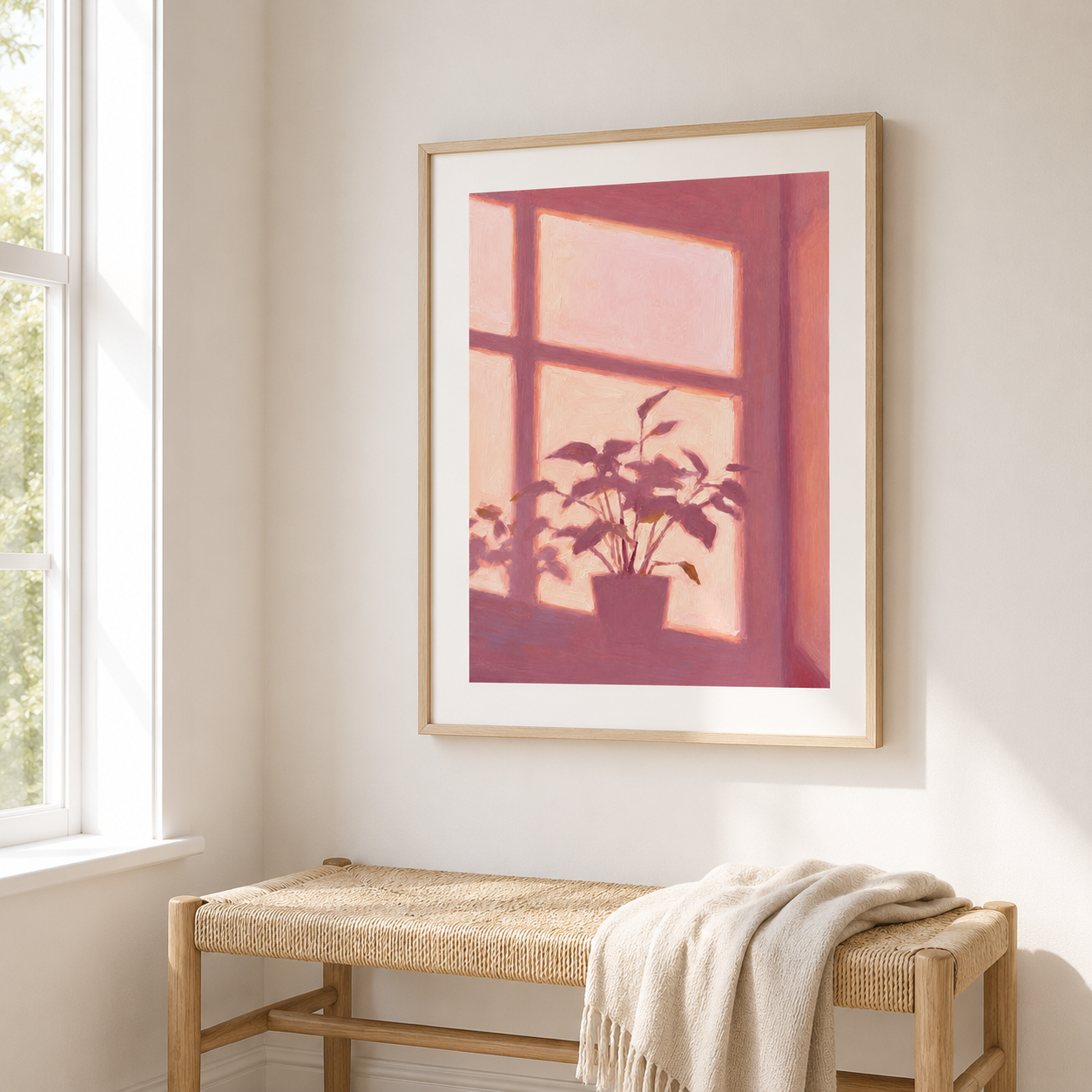 Pink Window Plant Canvas Wall Art Aura Canvas