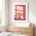 Pink Window Plant Canvas Wall Art Aura Canvas