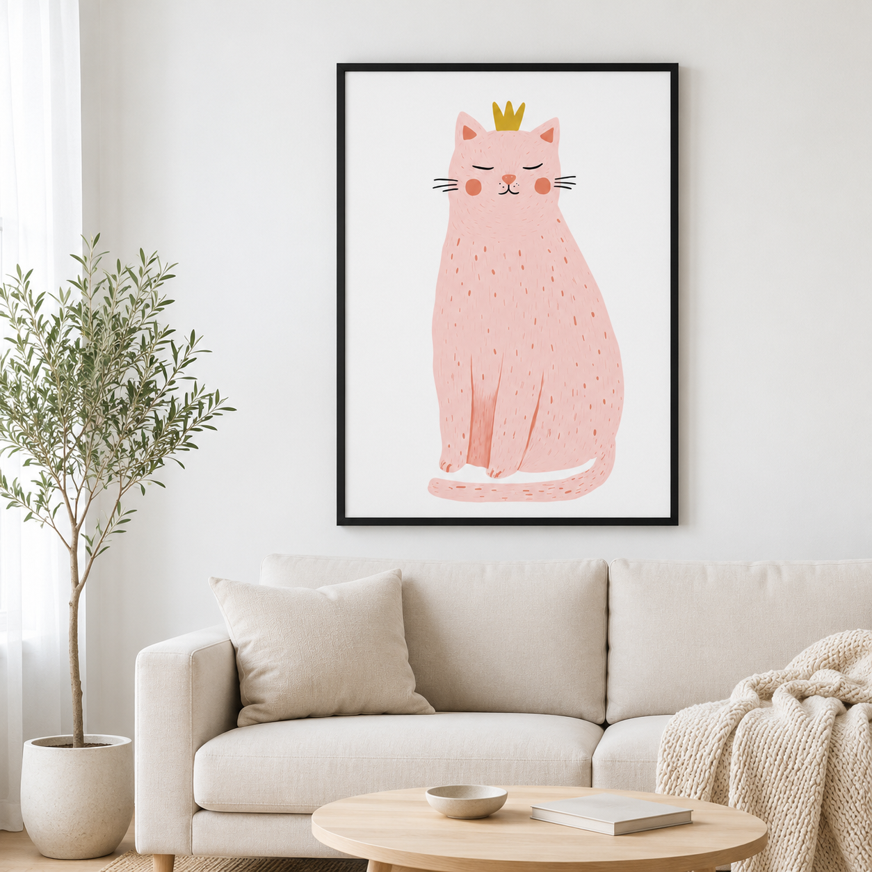 Pink Princess Cat Canvas Wall Art Aura Canvas