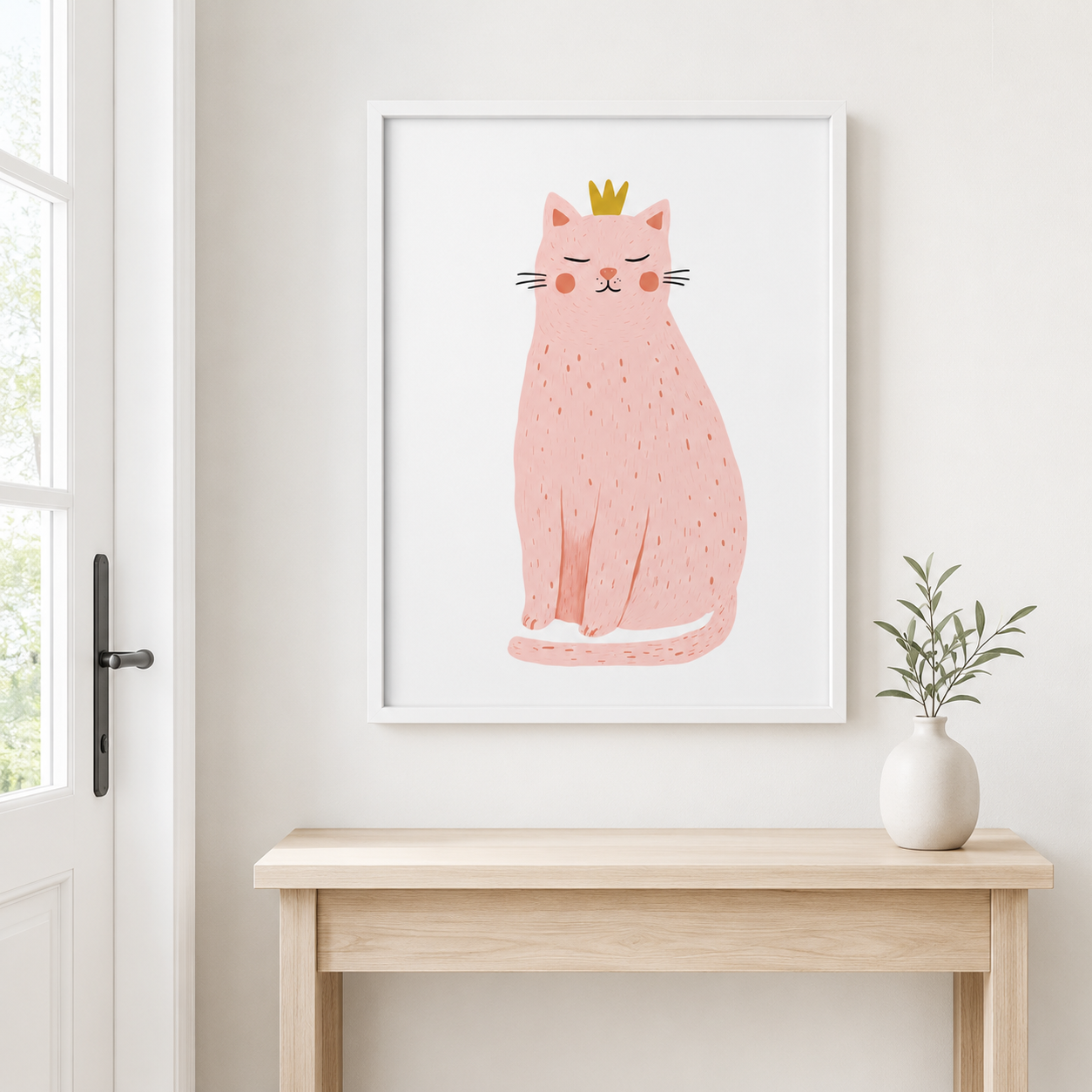 Pink Princess Cat Canvas Wall Art Aura Canvas