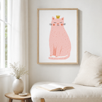 Pink Princess Cat Canvas Wall Art Aura Canvas