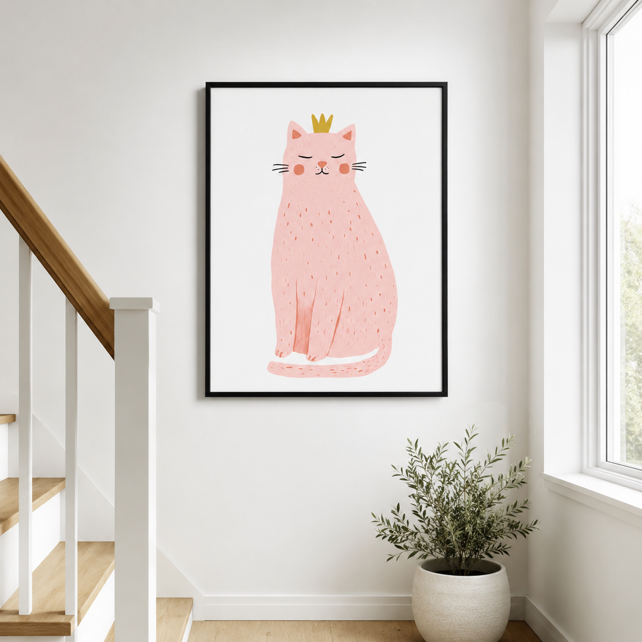 Pink Princess Cat Canvas Wall Art Aura Canvas
