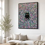 Black Cat Flower Field Canvas Wall Art Aura Canvas