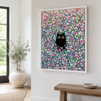 Black Cat Flower Field Canvas Wall Art Aura Canvas
