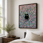 Black Cat Flower Field Canvas Wall Art Aura Canvas