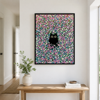 Black Cat Flower Field Canvas Wall Art Aura Canvas