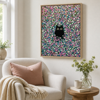 Black Cat Flower Field Canvas Wall Art Aura Canvas