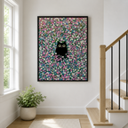 Black Cat Flower Field Canvas Wall Art Aura Canvas