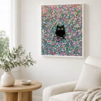 Black Cat Flower Field Canvas Wall Art Aura Canvas