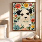 Custom Pet Portrait Floral Canvas Wall Art Aura Canvas