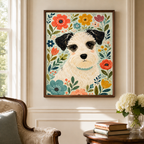 Custom Pet Portrait Floral Canvas Wall Art Aura Canvas