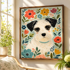 Custom Pet Portrait Floral Canvas Wall Art Aura Canvas