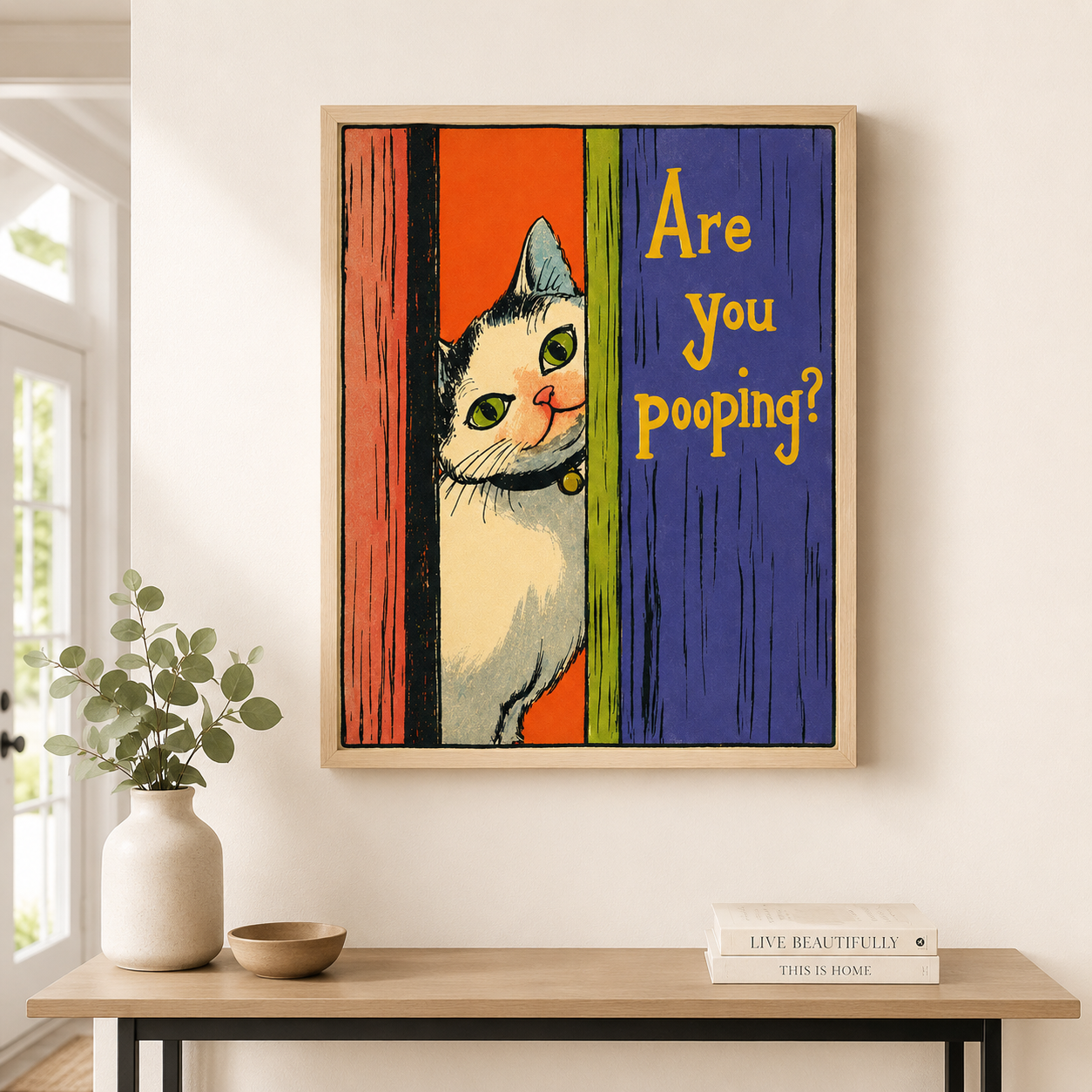 Are You Pooping Cat Canvas Wall Art Aura Canvas