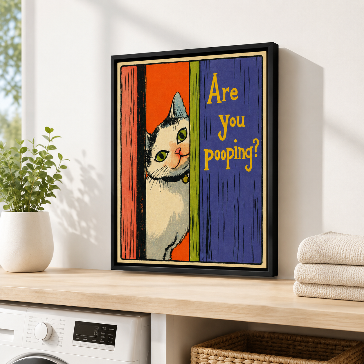 Are You Pooping Cat Canvas Wall Art Aura Canvas
