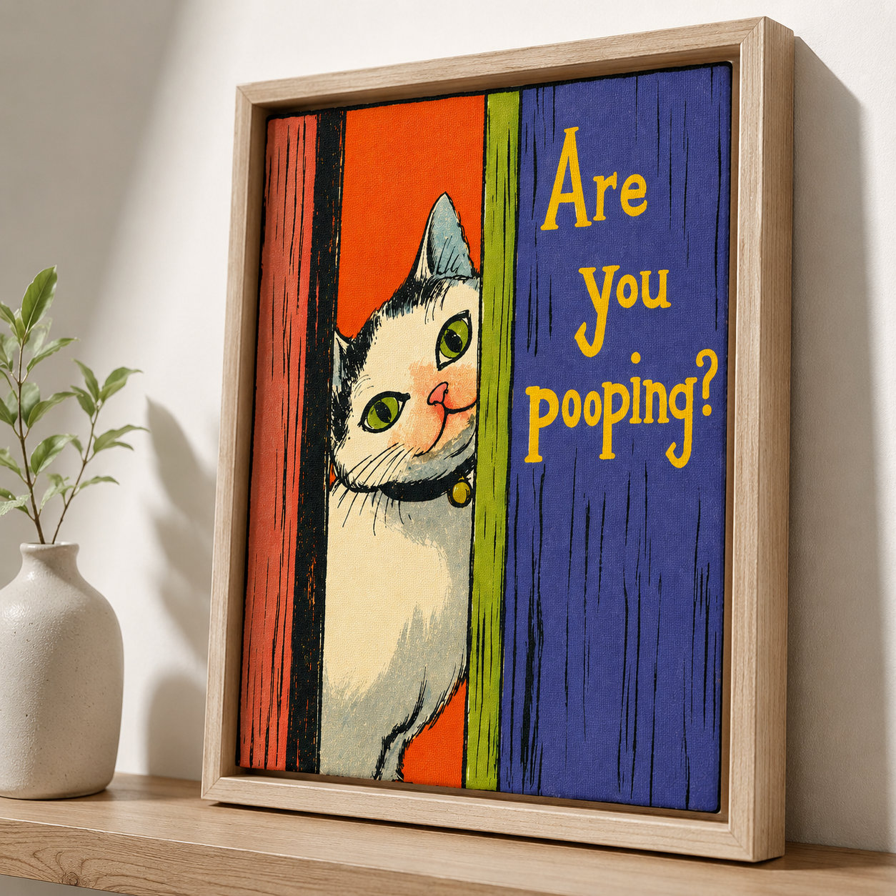 Are You Pooping Cat Canvas Wall Art Aura Canvas