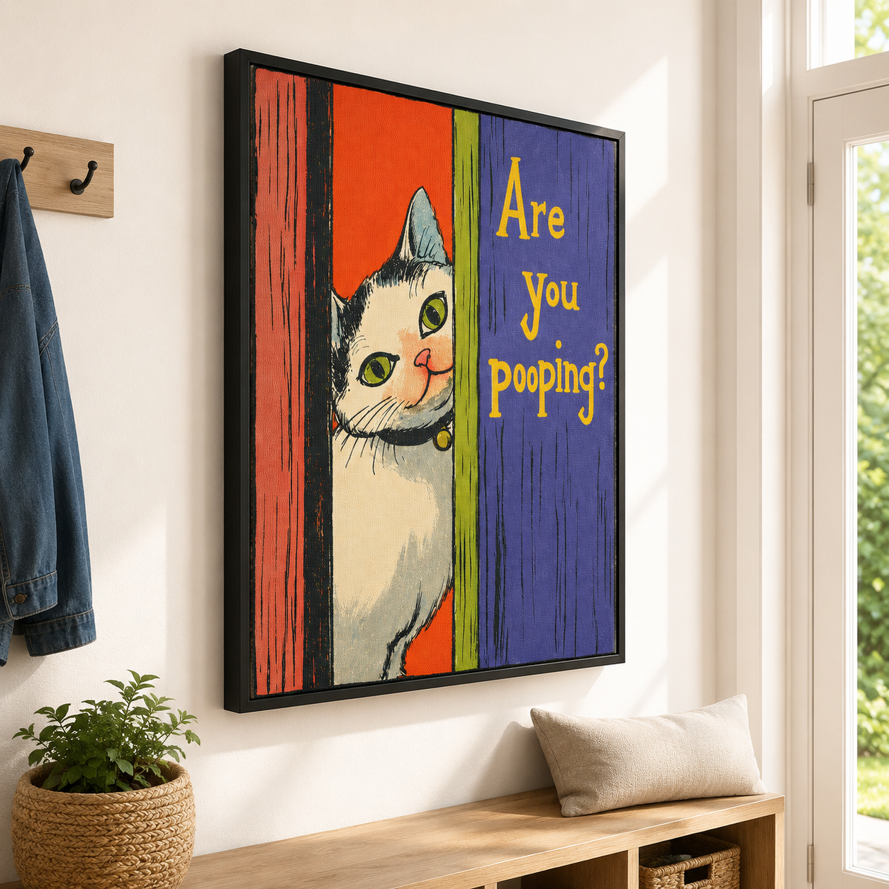 Are You Pooping Cat Canvas Wall Art Aura Canvas