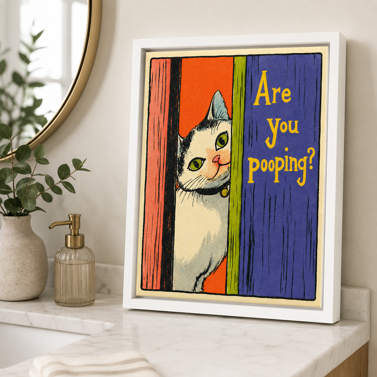 Are You Pooping Cat Canvas Wall Art Aura Canvas