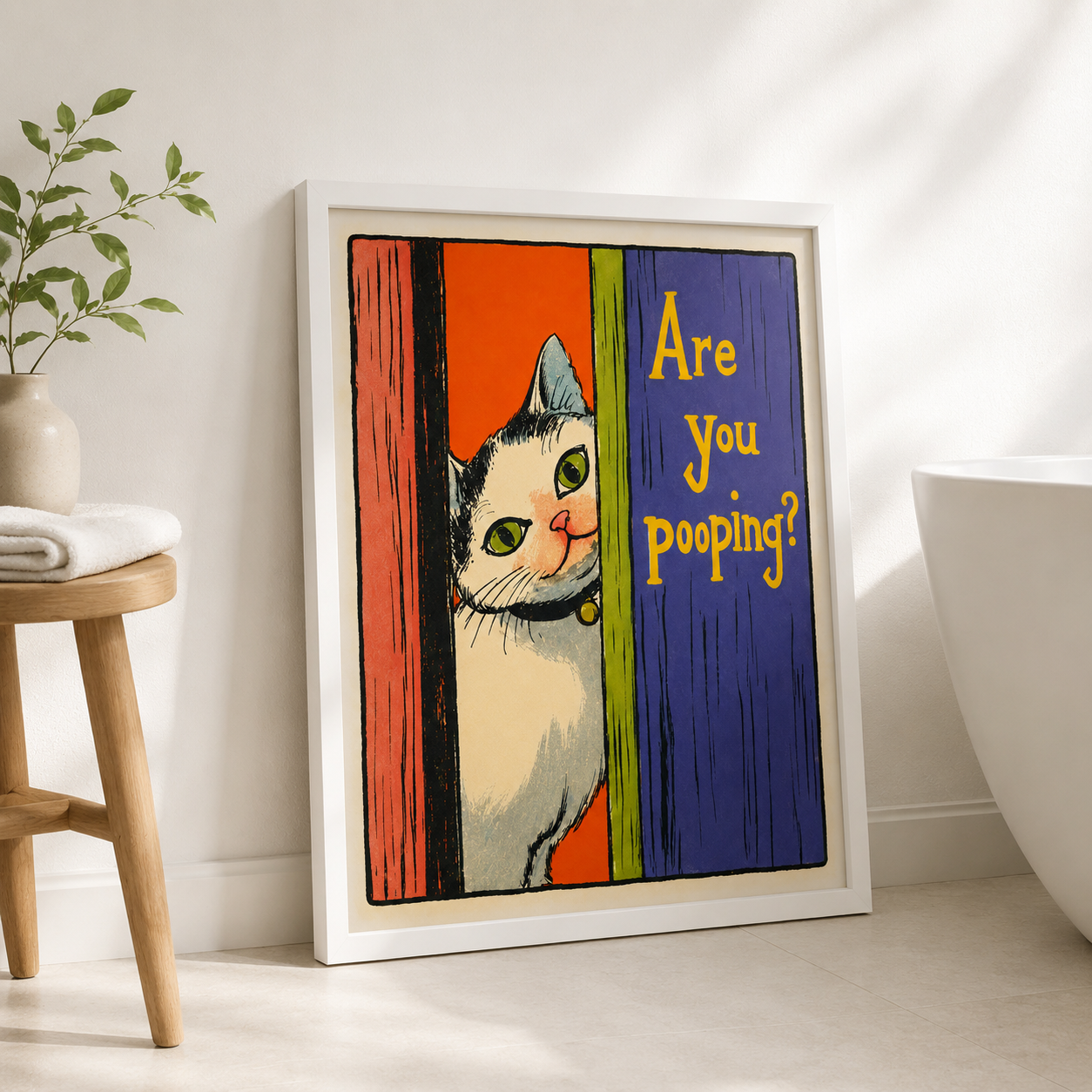 Are You Pooping Cat Canvas Wall Art Aura Canvas