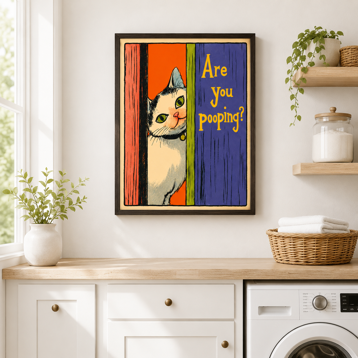 Are You Pooping Cat Canvas Wall Art Aura Canvas