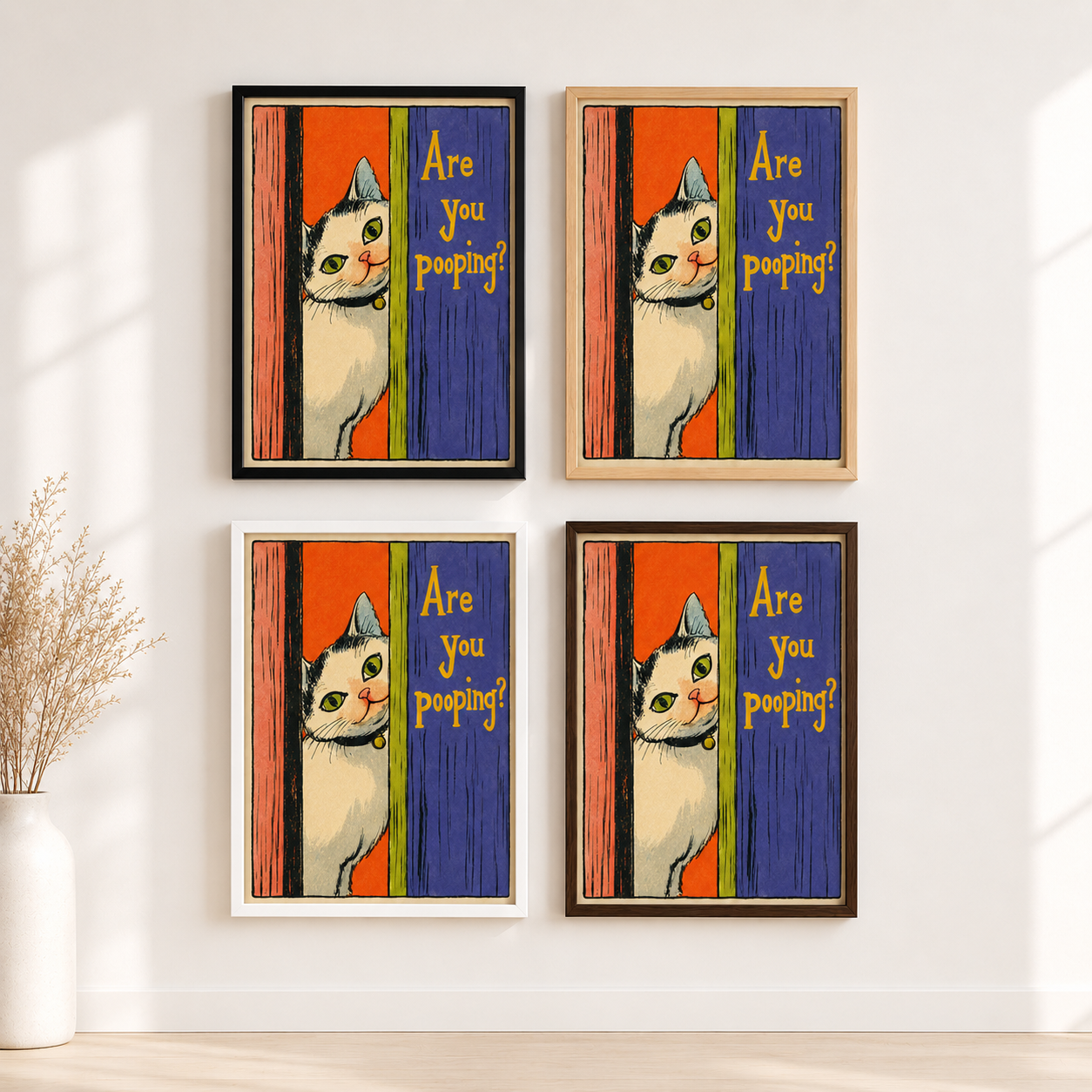Are You Pooping Cat Canvas Wall Art Aura Canvas