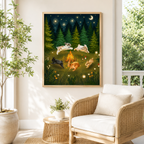 Whimsical Rabbit Campfire Canvas Wall Art Aura Canvas