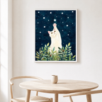 White Cat Starry Night Canvas Wall Art Aura Canvas