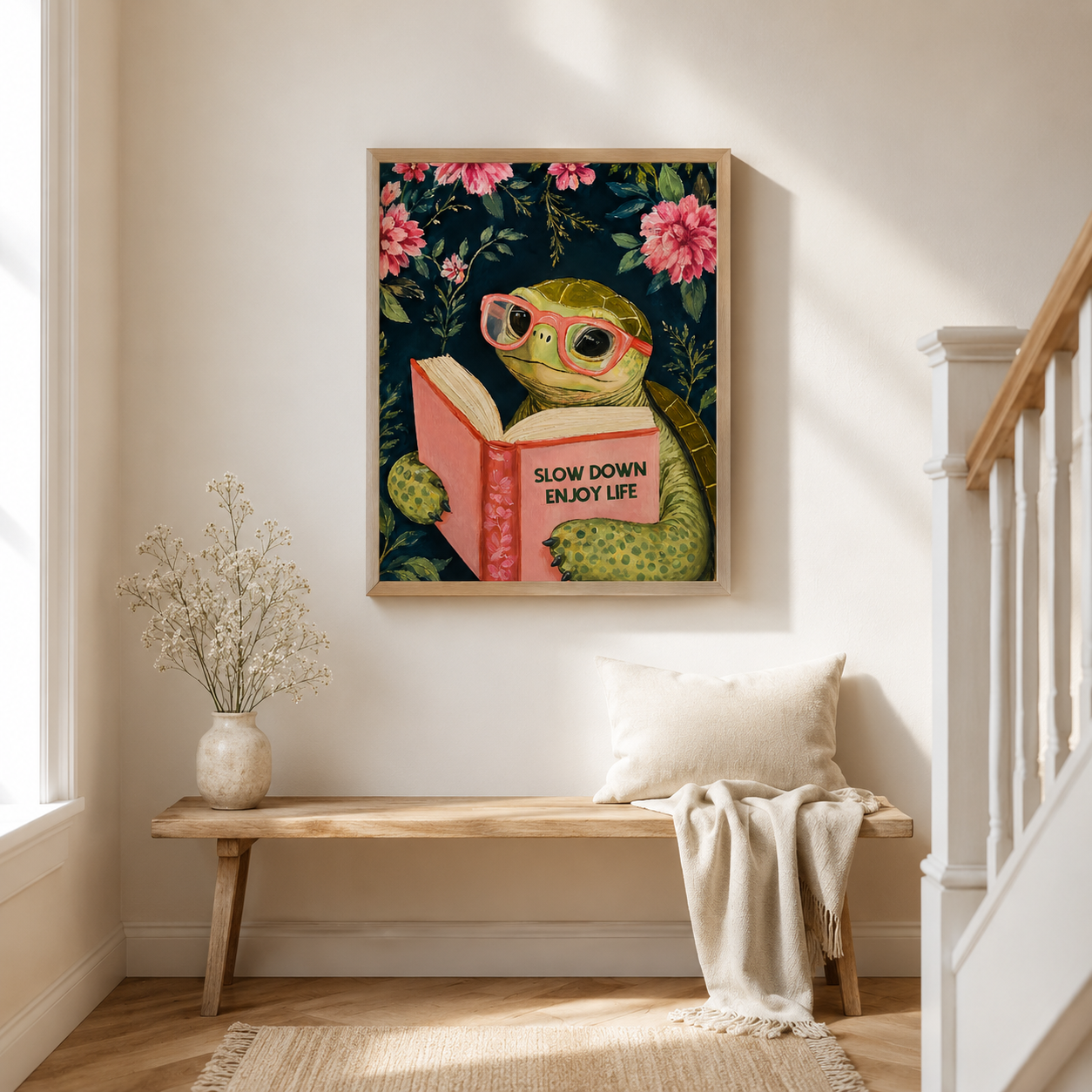 Slow Down Turtle Canvas Wall Art Aura Canvas
