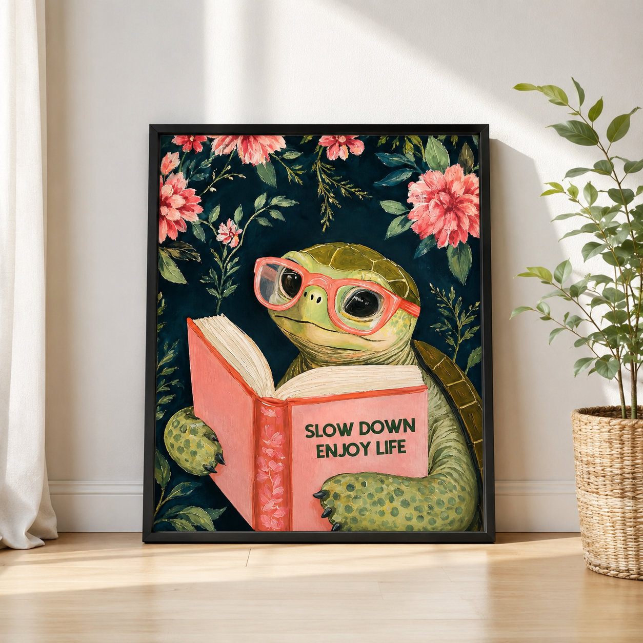 Slow Down Turtle Canvas Wall Art Aura Canvas