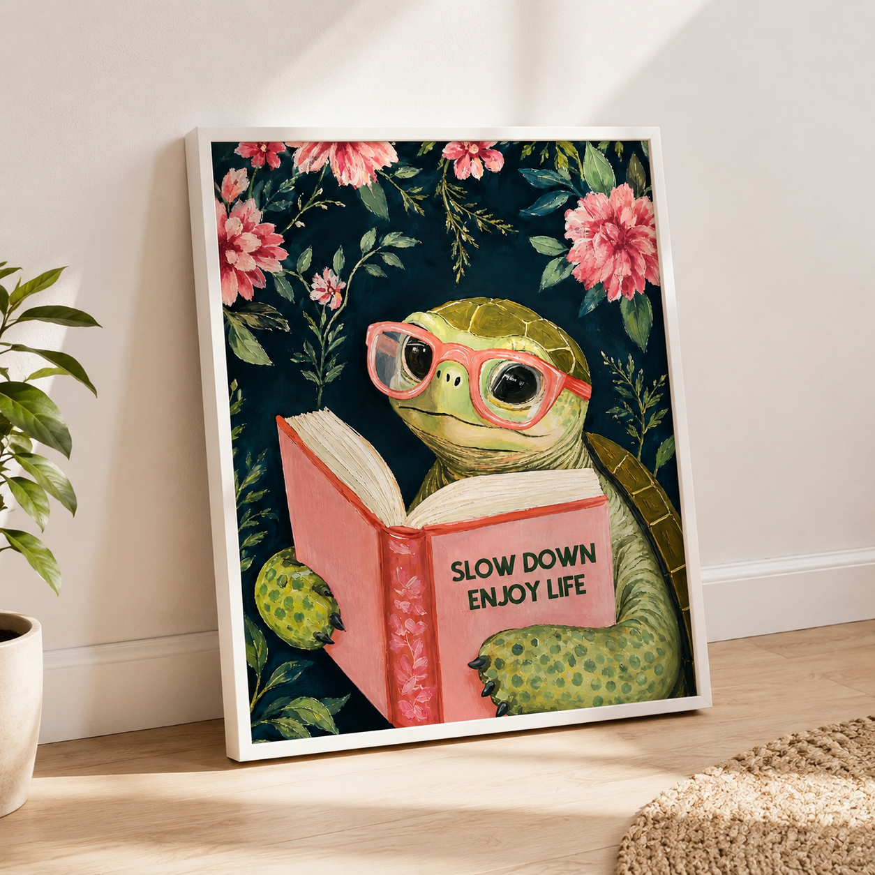 Slow Down Turtle Canvas Wall Art Aura Canvas