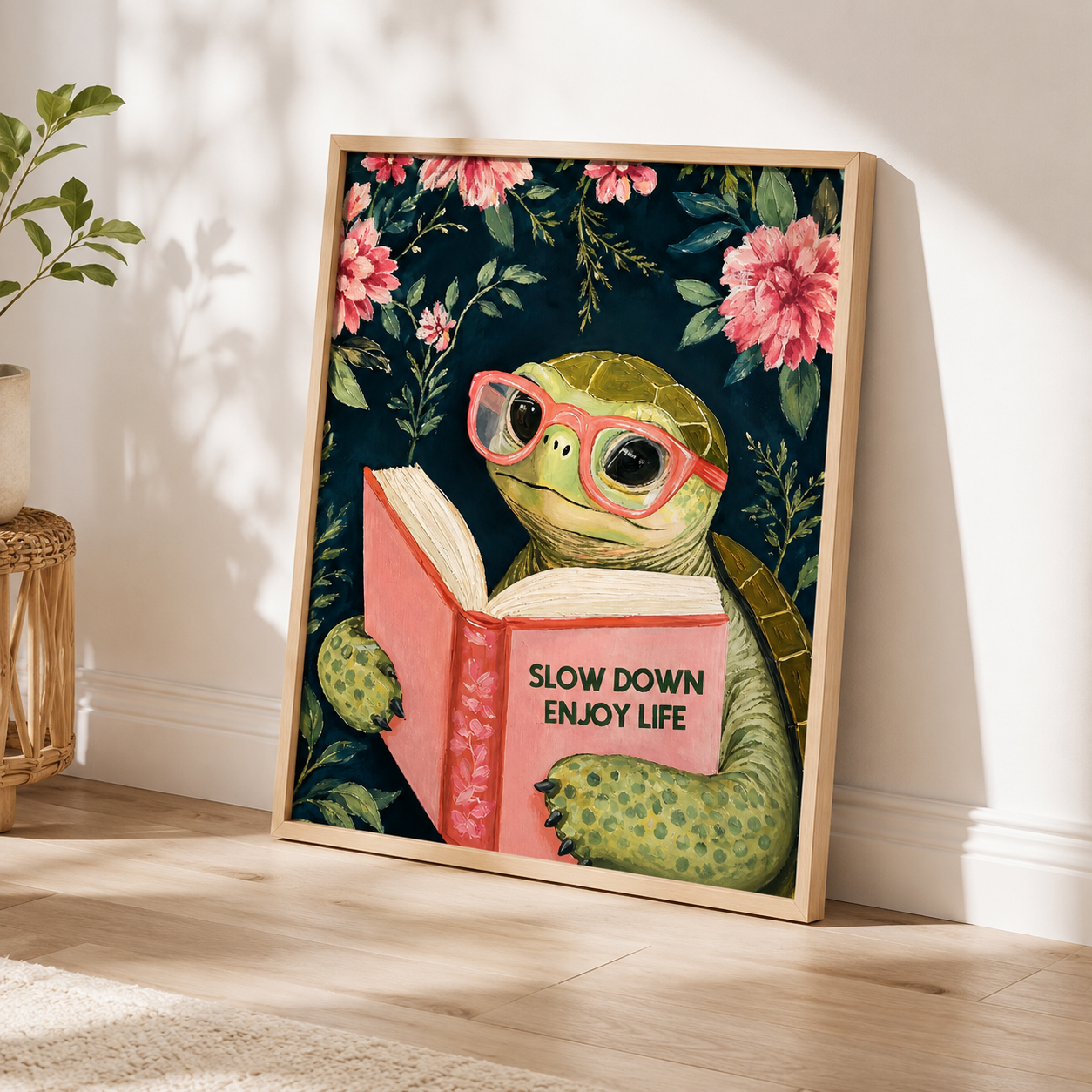 Slow Down Turtle Canvas Wall Art Aura Canvas